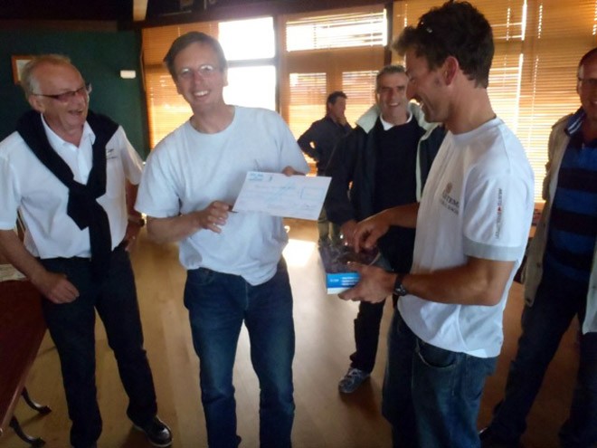 Phil Sharp collecting his prize - Solo Basse Normandie 2011 © Artemis Ocean Racing http://www.artemisoceanracing.com